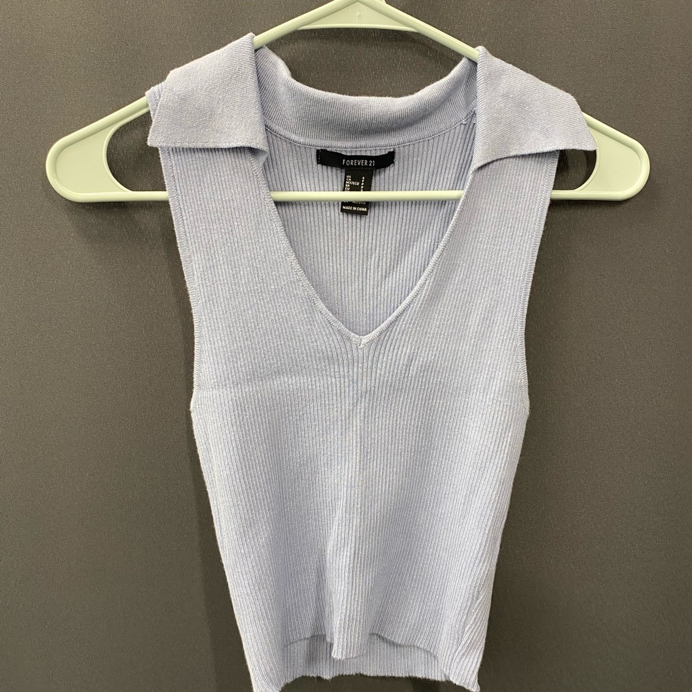 Forever 21 Soft Blue Knit Tank Top